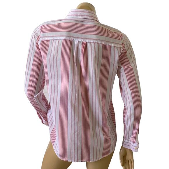 GAP Womens Size XS Long Sleeve Red White Striped Button Front Collared Shirt - Picture 4 of 7